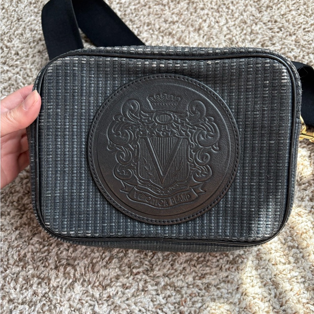 Veronica Beard Black Shoulder Bag with Woven Texture